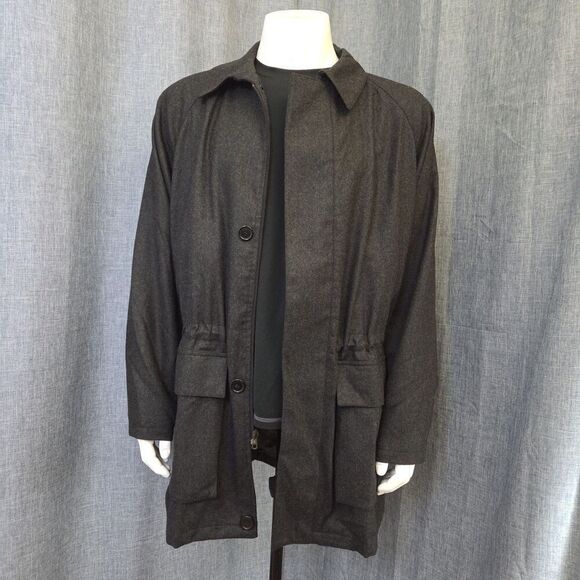 Battaglia Italy Men’s Car Coat Virgin Wool Chore Style Charcoal Gray 44R